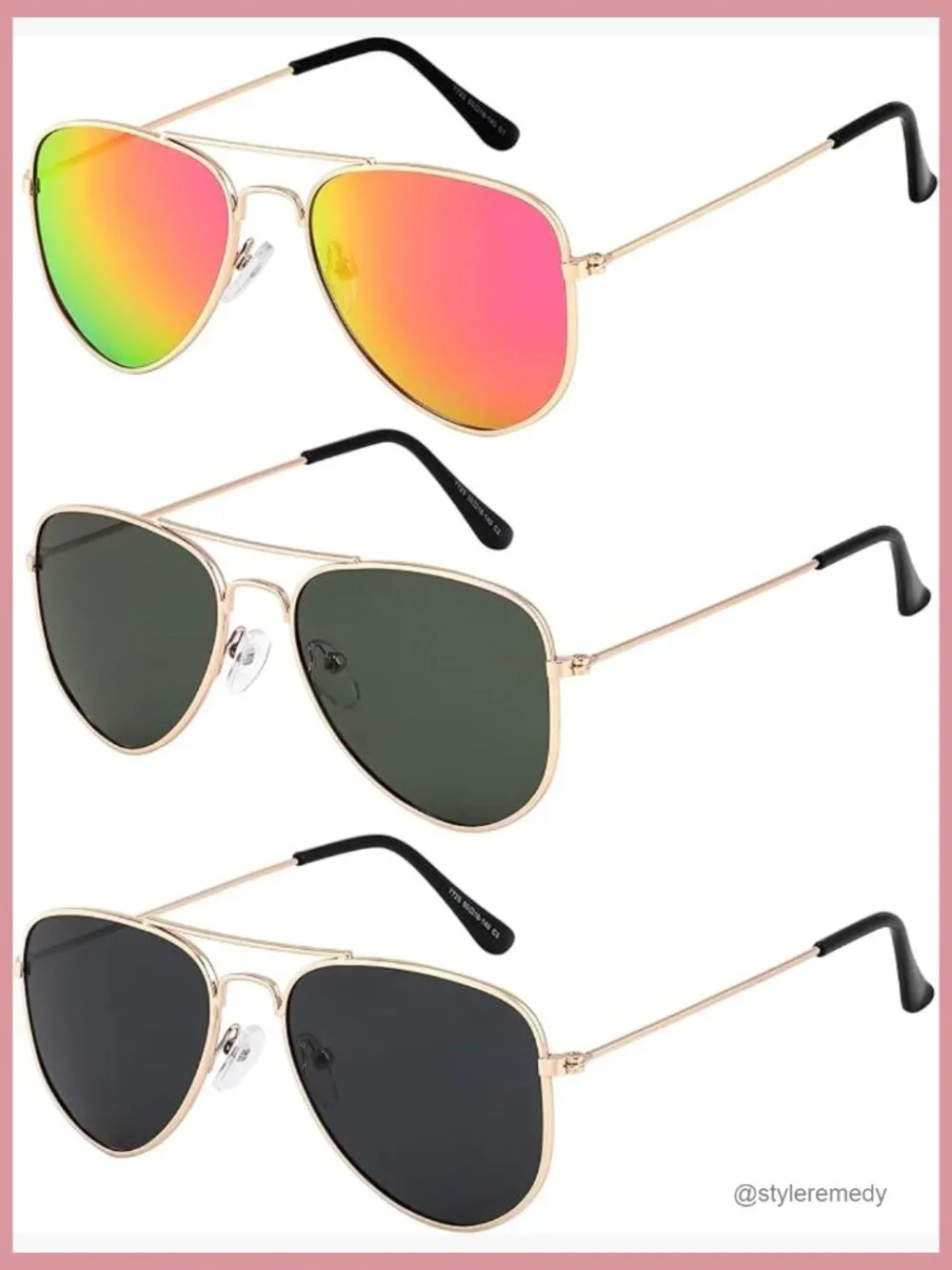 Metal Frame Polarized Aviator Sunglasses Multi-Pack Kids